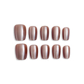 LUMIDI Rose Gold Mirror Cat Eye Nails - Short Coffin - Full Reflection