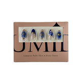 Deep blue and shiny gold stylish Press-On Nails