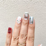 Shimmering Silver With Snowflakes And Christmas Trees Press-On Nails
