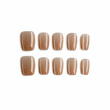 Set of brown nail polish strips on a white background