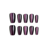 Set of purple and black gradient nail art stickers on a white background