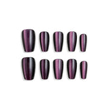 Set of purple and black gradient nail art stickers on a white background