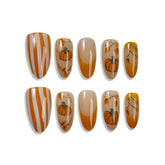 Orange pumpkins and autumn leaves Press-On Nails