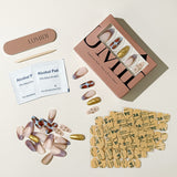 Marbled Brown-And-Blue Patches And Metallic Gold Waves Press-On Nails