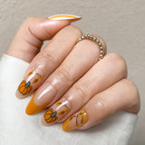 Orange pumpkins and autumn leaves Press-On Nails