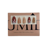 Glittery Red With White Drips And Gingerbread Men Press-On Nails