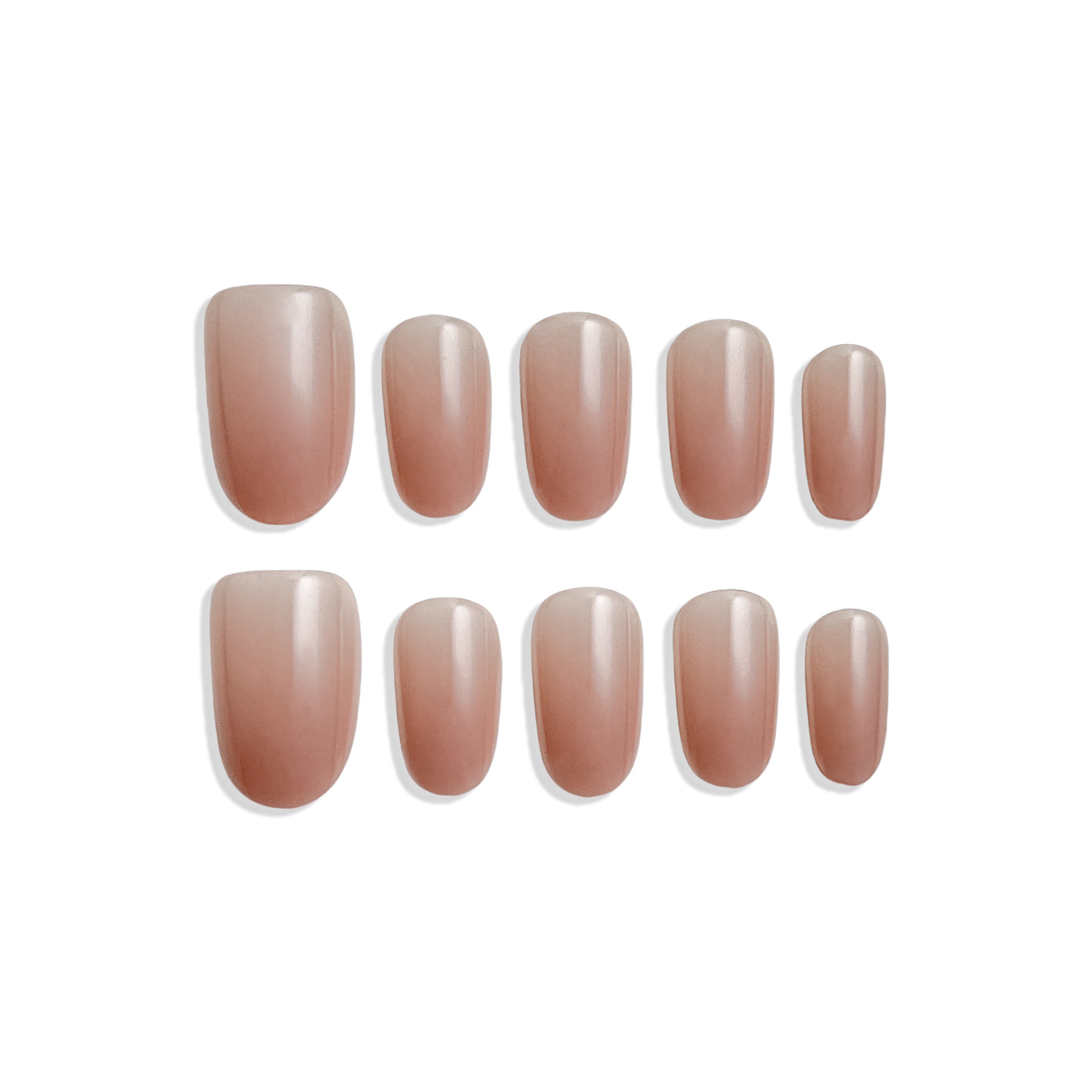 Set of brown nail polish strips on a white background