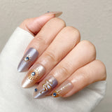 Two-tone palette with sun and moon patterns Press-On Nails