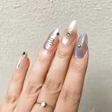 Two-tone palette with sun and moon patterns Press-On Nails