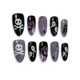 Black and Purple skulls , ghosts, and black cat Press-On Nails