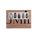 Black and Purple skulls , ghosts, and black cat Press-On Nails