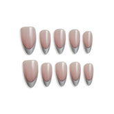 Silver French Tip Press-On Nails