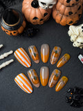 Orange pumpkins and autumn leaves Press-On Nails