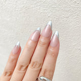 Silver French Tip Press-On Nails