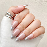 Silver French Tip Press-On Nails