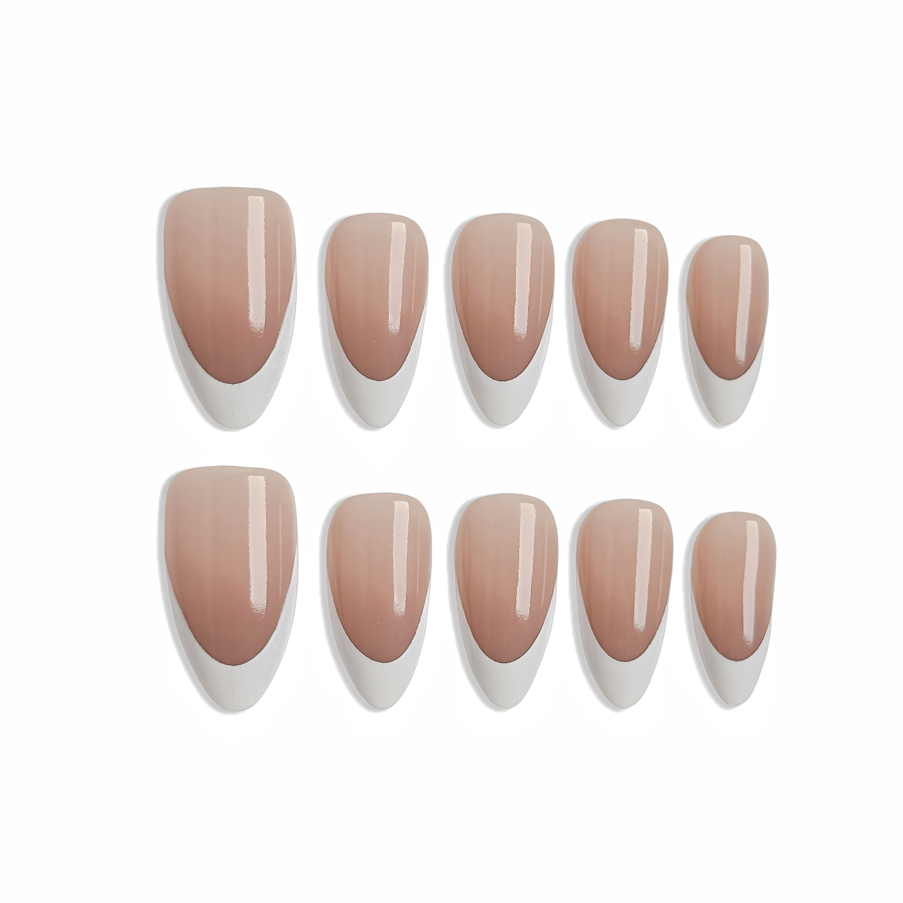LUMIDI White French Tip Nails - Nude Pink Base - Medium Almond