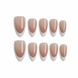 LUMIDI White French Tip Nails - Nude Pink Base - Medium Almond