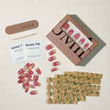 Hot-Pink Heart Outlines and Fluid Art Line French Tip Press-On Nails