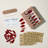 Burgundy Red With Leopard Prints Press-On Nails