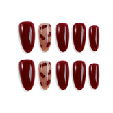 Burgundy Red With Leopard Prints Press-On Nails