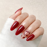Burgundy Red With Leopard Prints Press-On Nails