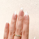 Nude Base With Crisp White Abstract French Tip Press-On Nails