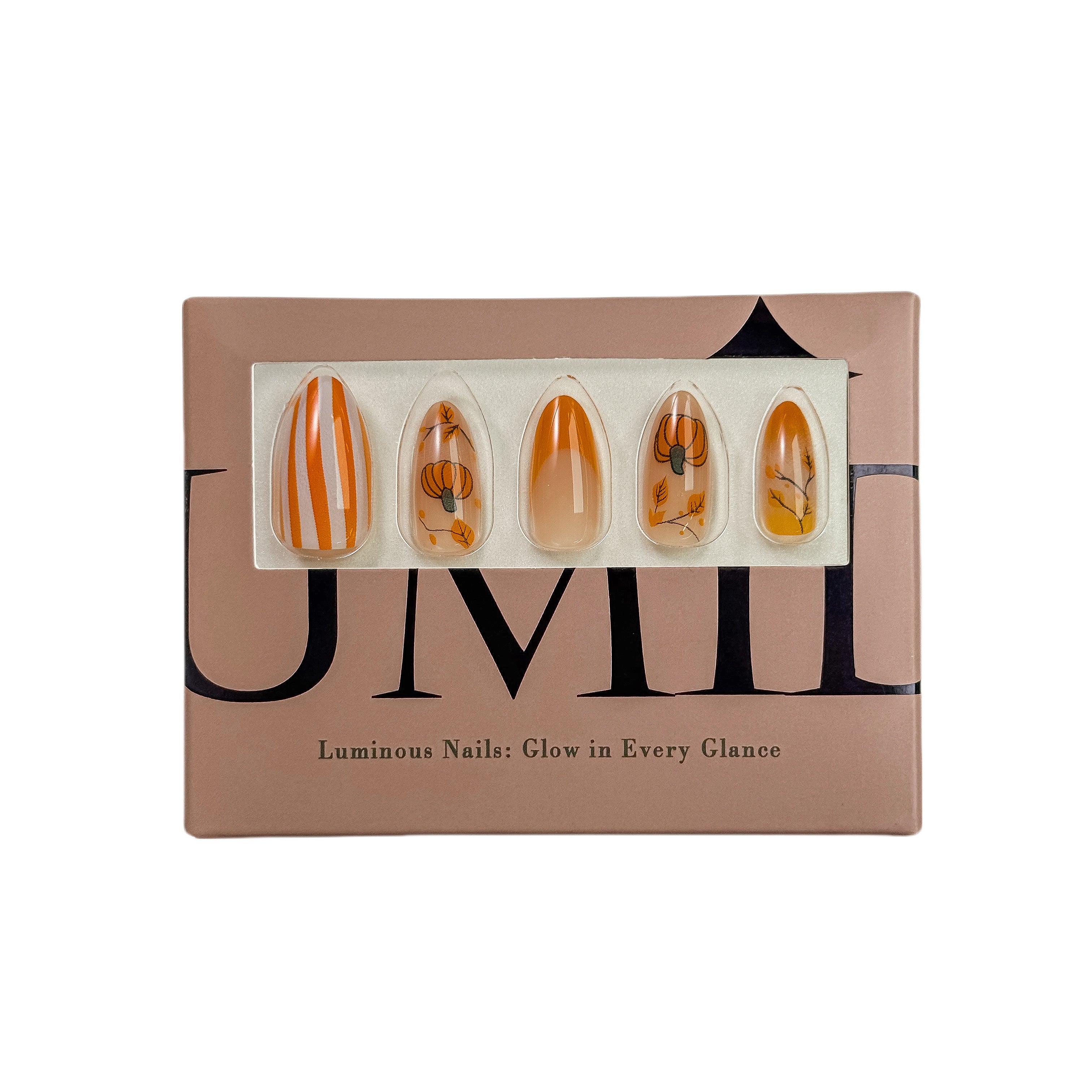 Orange pumpkins and autumn leaves Press-On Nails