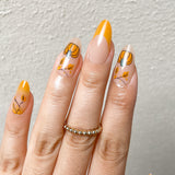 Orange pumpkins and autumn leaves Press-On Nails