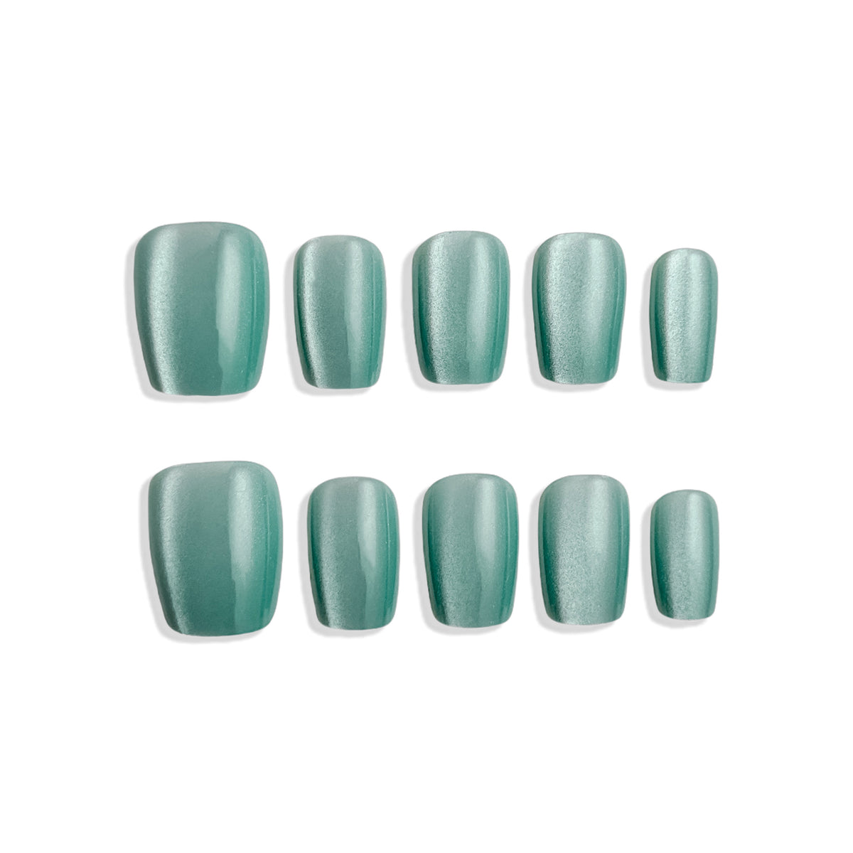  LUMIDI Pastel Aqua Cat Eye Nails - Short Coffin - Vacation Style