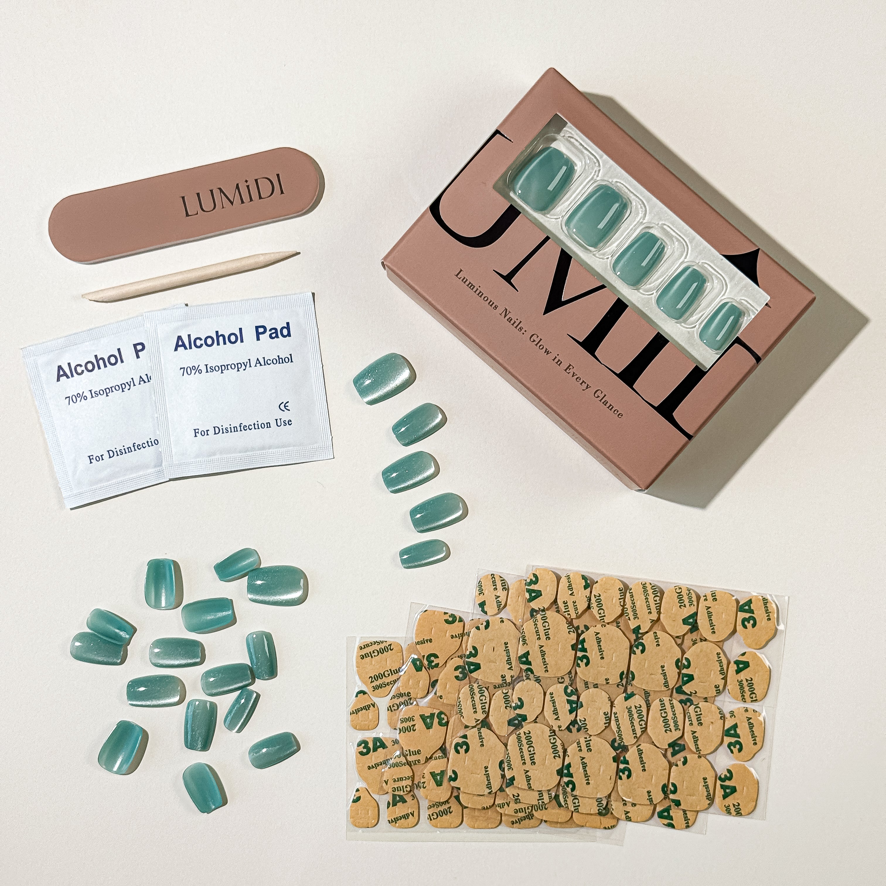 Pastel Aqua Cat Eye Press-On Nails