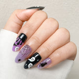 Black and Purple skulls , ghosts, and black cat Press-On Nails