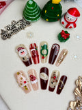 Santa Claus, Christmas Stockings And Gingerbread Men Press-On Nails