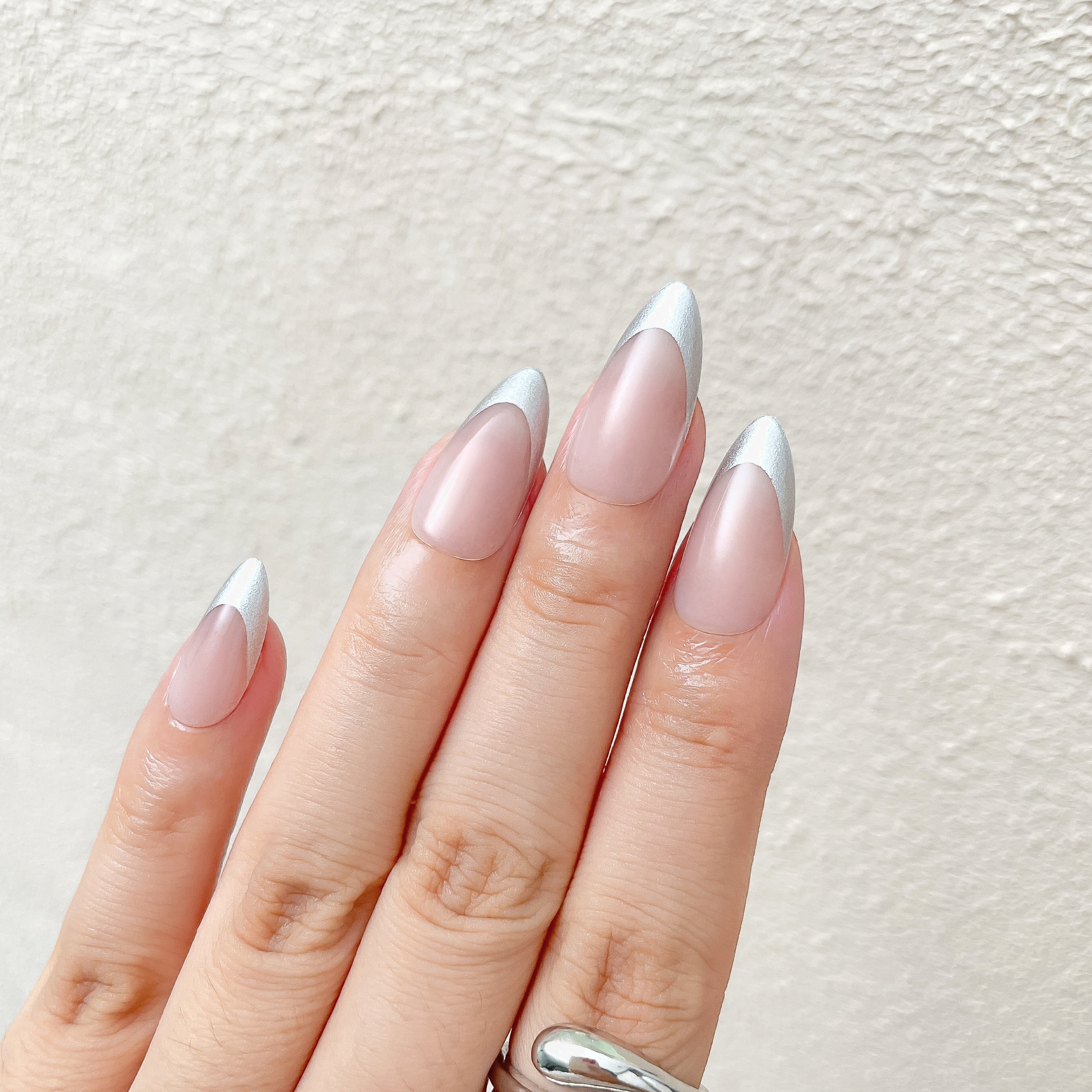 Silver French Tip Press-On Nails