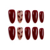 Burgundy Red With Leopard Prints Press-On Nails