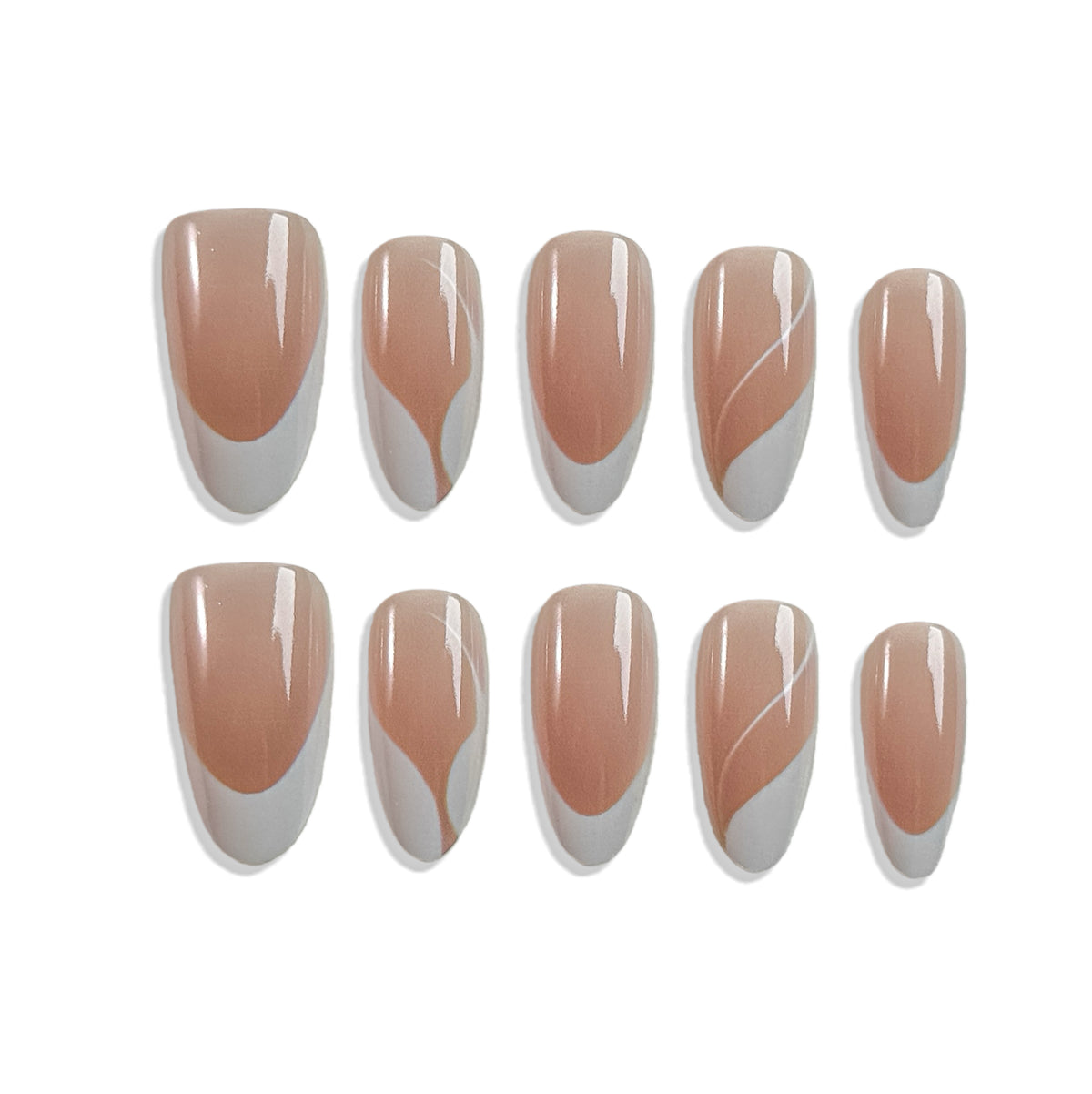Nude Base With Crisp White Abstract French Tip Press-On Nails