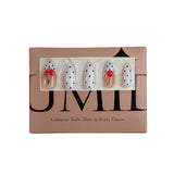 White and Black Polka Dots With 3D Cherry Motif French Tip Press-On Nails
