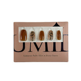 Copper-Brown Cat Rye and Zebra-Stripe Patterns Press-On Nails