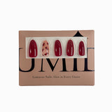 Burgundy Red With Leopard Prints Press-On Nails