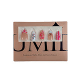 Hand-Drawn Doodles, Red Hearts and Cherry Graphic French Tip Press-On Nails