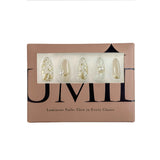 White Floral Motifs Intertwined With Metallic Gold Leaf And Pearls Press-On Nails