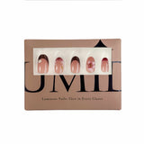 Pink And White Flower Accents Red Brown French Tip Press-On Nails