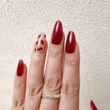 Burgundy Red With Leopard Prints Press-On Nails
