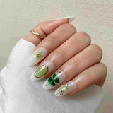 Clovers, 3D Flower Embossments, And Star-Shaped Details Press-On Nails